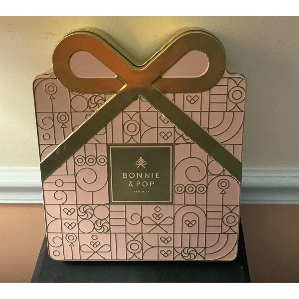 Bonnie & Pop New York Pink Gold Gift Box Decorative Empty Collectible Tin 8.5in